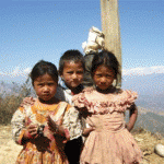Children in Palanchowk in front of Symbolic Hanging of King
