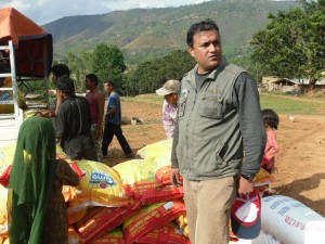 Rabindra dazed at destruction. First distribution of food and shelter to 600 people